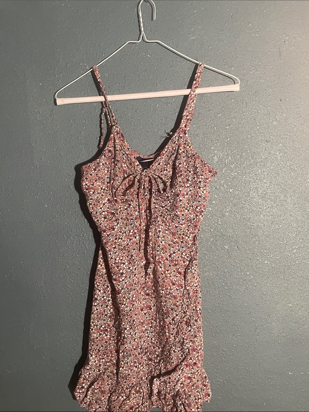 Daytrip Dusty Rose Floral Tie-Front Mini Dress